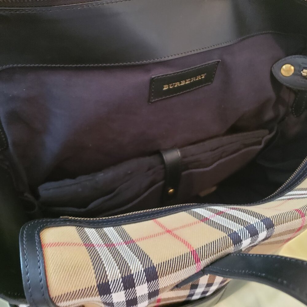 BURBERRY Diaper Tote Bag with Calf Grain Leather & Gold Trim - Picture 4 of 8